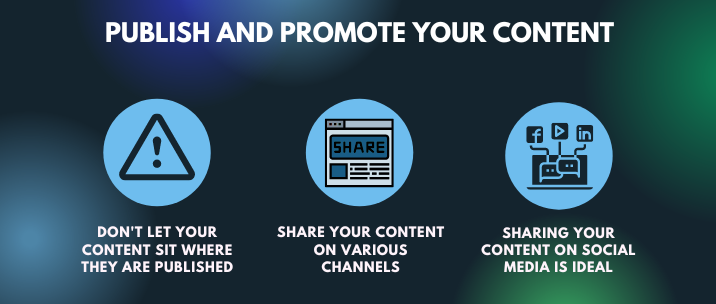 Don't let your content sit where they are published, share your content on various channels and sharing your content on social media is ideal