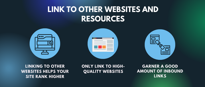 linking to other websites helps your site rank higher, only link to high-quality websites and garner a good amount of inbound links