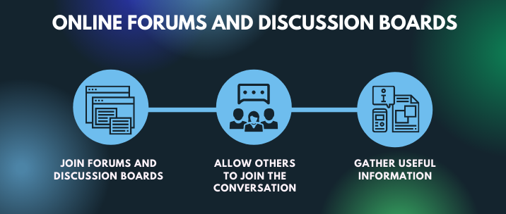 Join online forums and discussion boards to exchange conversations and gather information