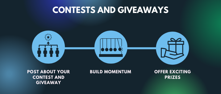 Broadcast your contests and giveaways to build momentum about the exciting prizes