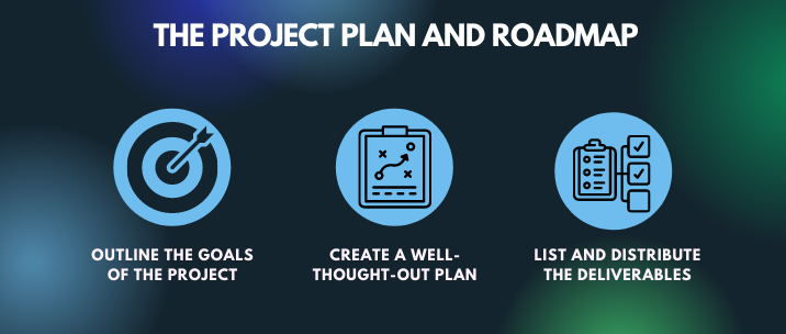 The Project Plan and Roadmap: Outline the goals of the project, create a well-thought-out plan and list and distribute the deliverables 
