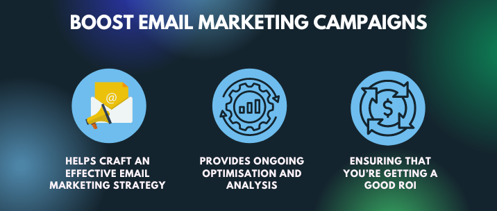 helps craft an effective email marketing strategy, provides ongoing optimisation and analysis and ensures that you’re getting a good ROI