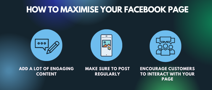 add a lot of engaging content, make sure to post regularly and encourage customers to interact with your page