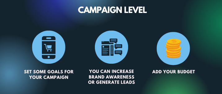set some goals for your campaign, you can increase brand awareness or generate leads and add your budget