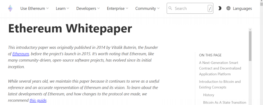 Ethereum's Whitepaper
