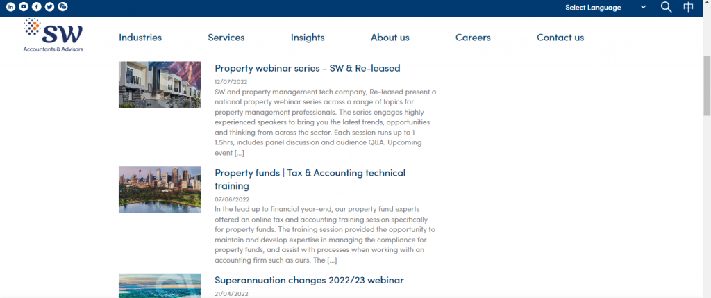 SW Accountants & Advisors' Webinars