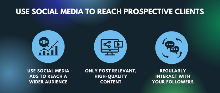 use social media ads to reach a wider audience, only post relevant, high-quality content and regularly interact with your followers