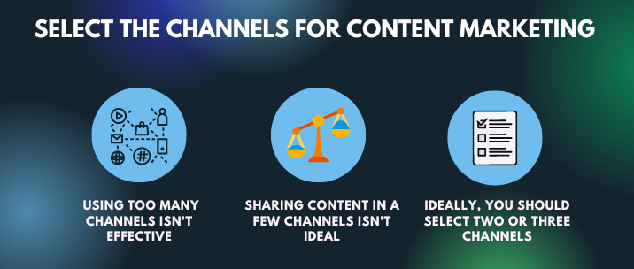 using too many channels isn't effective, sharing content in a few channels isn't ideal and ideally, you should select two or three channels