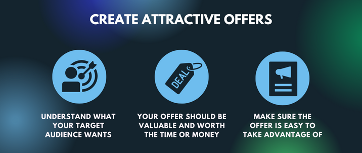 understand what your target audience wants, your offer should be valuable and worth the time or money and make sure the offer is easy to take advantage of