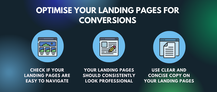 check if your landing pages are easy to navigate, your landing pages should consistently look professional and use clear and concise copy on your landing pages