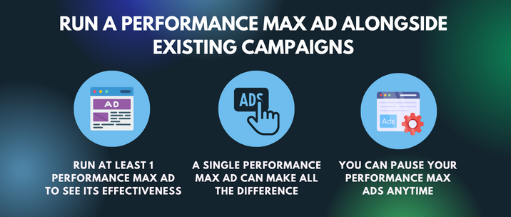 run at least 1 performance max ad to see its effectiveness, a single performance max ad can make all the difference and you can pause your performance max ads anytime