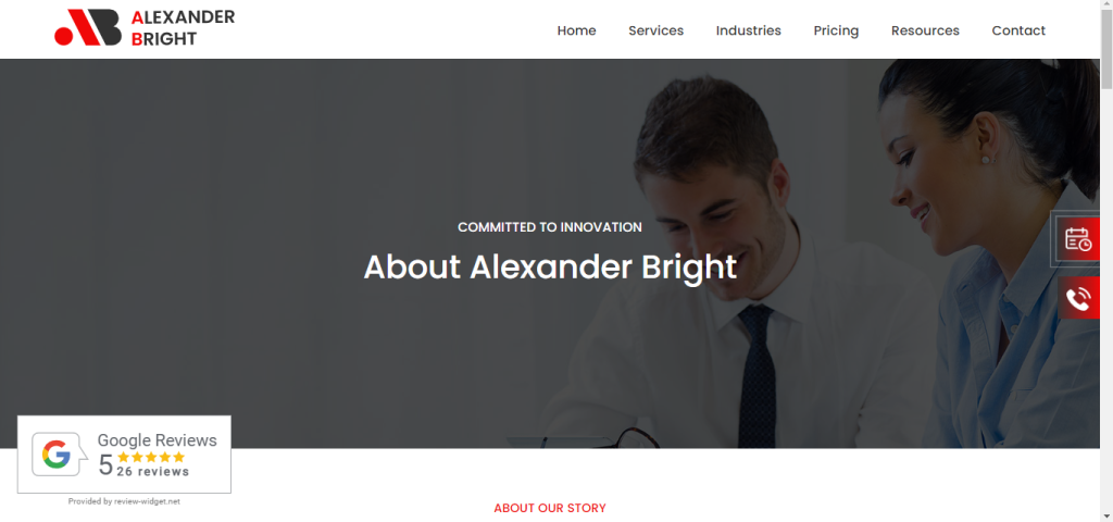 The About Page of Alexander Bright's website