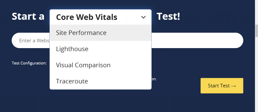 WebPageTest's Testing Options