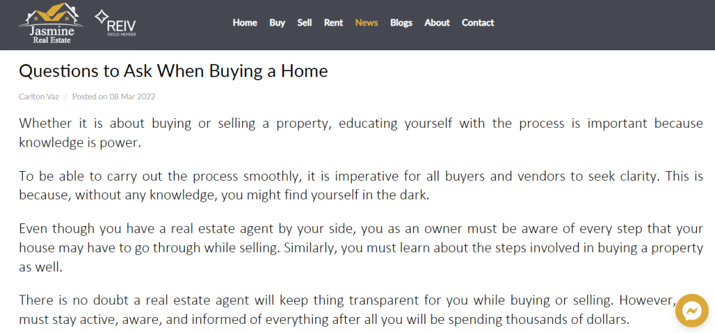Questions to Ask When Buying a Home by Jasmine Real Estate