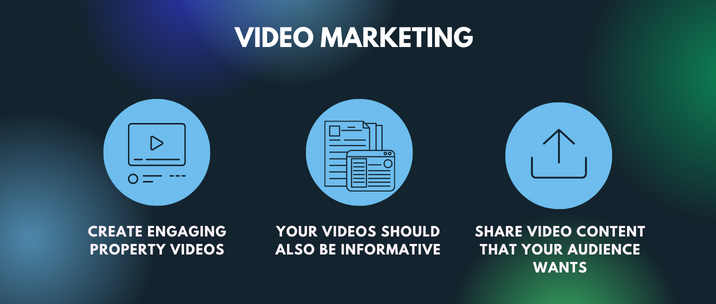 video marketing. your website should be easy to navigate, make good use of visuals and consider loading speed, your site should be mobile friendly