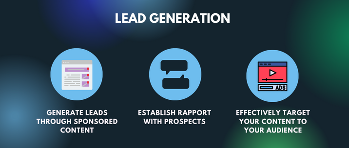 generate leads through sponsored content, establish rapport with prospects and effectively target your content to your audience