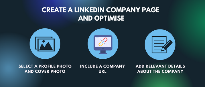 select a profile photo and cover photo, include a company URL and add relevant details about the company