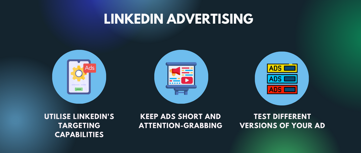 utilise Linkedin's targeting capabilities, keep ads short and attention-grabbing and test different versions of your ad