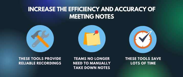 these tools provide reliable recordings, teams no longer need to manually take down notes and these tools save lots of time