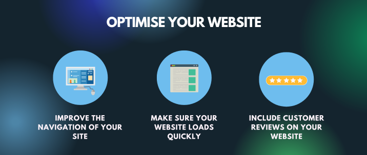 improve the navigation of your site, make sure your website loads quickly, include customer reviews on your website