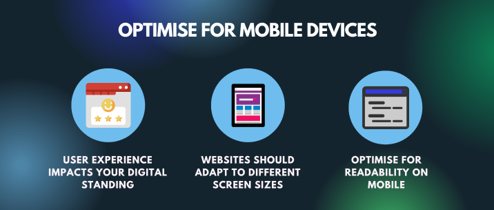 user experience impacts your digital standing, websites should adapt to different screen sizes, optimise for readability on mobile
